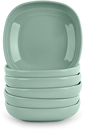Juego de 6 Piezas de Vajilla Stilo en Plástico Duro Reutilizable e Irrompible para Fiestas y Eventos. Verde (Plato 15 cm)