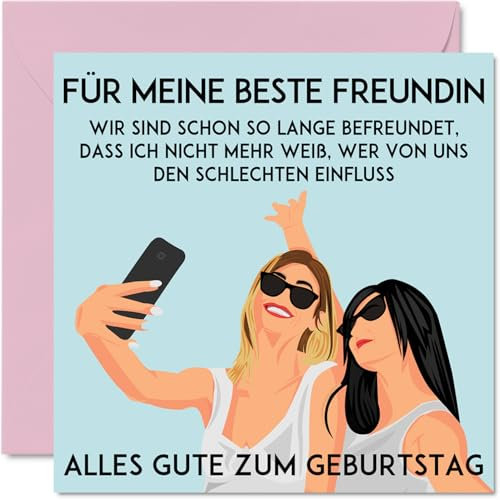 Stuff4 Lustige Geburtstagskarten für Frauen - Selfie - Glückwunschkarte zum Geburtstag für Mama Schwester Tochter Oma Tante Freundin 145 mm x 145 mm, Witzige Humor-Bday-Grußkarten