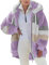 Fleecejacke Hoodie Damen Kapuzenpullover Teddy-Fleece Warm Herbst Wintermantel Stilvoller ReißVerschluss Fellmantel PlüSchjacke Mit Taschen (Lila, M)