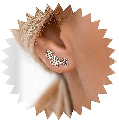 Yheakne Boho Vintage Blumen Ohrringe - Silber Ohr Klettern Hohle Blume Wickeln Schmuck Für Frauen Und Mädchen