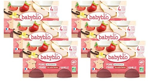 BABYBIO - Petits Pots - Poire Fraises de notre Ferme Vanille - 2x130g - BIO - Lot de 6