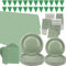 Sage Green Party Tableware - Serves 40, Pastel Dinnerware Set Includes Plates, Cups, Napkins, Banner, Tablecloth for Graduation, Wedding, Birthday Parties