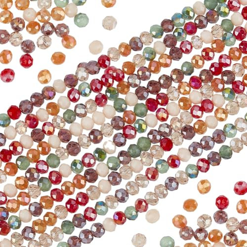 Beebeecraft 10 hebras/Caja 1200 cuentas de Cristal de 4.(118) in de Cristal Carmesí Multicolor Facetado Redondo Briolette Cuentas Espaciadoras con Agujero para Hacer Joyas Y Manualidades