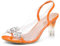 Allegra K Women's Clear Rhinestone Heels Sandals Orange 4.5 UK/Label Size 6.5 US
