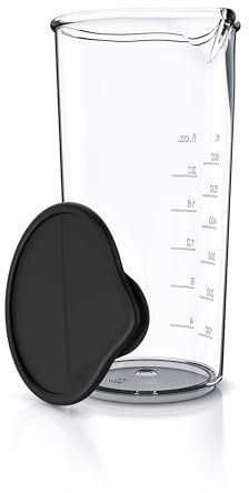 Arendo – Bicchiere per mixer ad immersione da 600 ml – Ideale per frullatore a mano - Misuratore con tappo – Bicchiere per frullati in Copolimero SAN termoresistente