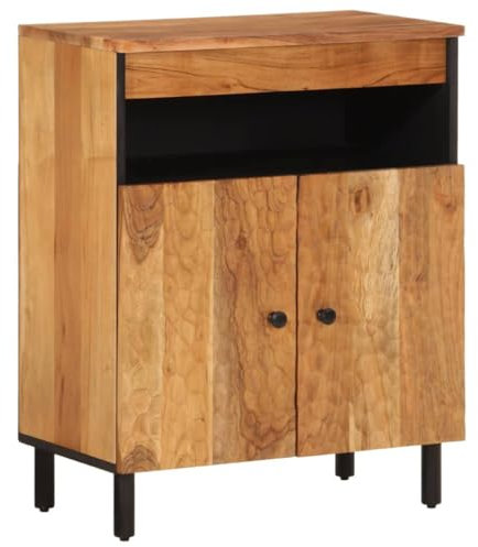 vidaXL Beistelltisch, Beistellschrank mit Türen, Sideboard für Wohnzimmer Flur, Kommode Konsolenschrank, Modern, Massivholz Akazie