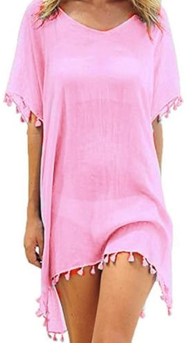 Hanaoops Robe de Plage pour Femmes Ete Bikini Cache-Maillots Mousseline Poncho de Plage Maillot de Bain Plage Bikini Cover Up Chic Loose Semi-Transparent Robe Couvrir Blouse Tunique pour Vancance