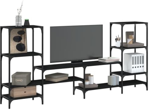 Tidyard TV-Schrank Fernsehtisch Lowboard TV-Regal für Wohnzimmer, Esszimmer und Schlafzimmer, Schwarz 206,5x28,5x95 cm Holzwerkstoff