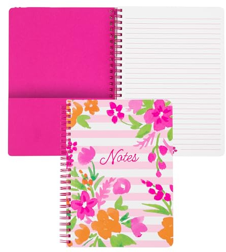 Steel Mill & Co Cute Mini Spiral Notebook, 8.25 x 6.25 Journal with Durable Hardcover and 160 Lined Pages (Watercolor Flowers)
