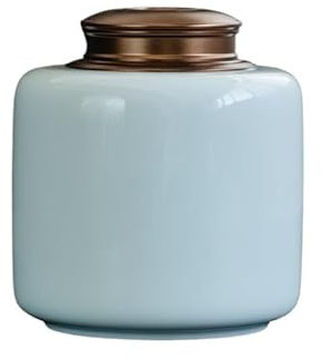 Grain Dispenser with Ceramic,Rice Container, Ceramic Ginger JarPantry Storage Containers Sealed Jar Ceramic Tea Caddy Metal Cover Sealed Jar Large Tea Box Tea Container Tea Organizer Storage Tank Tea