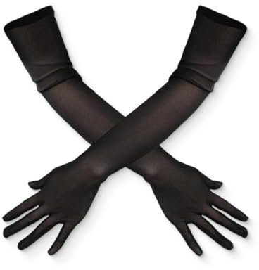 FMYODWU Lange Tüllhandschuhe, 55 cm, Elastische Ellenbogenhandschuhe für Frauen, Lange Spitzenhandschuhe Vintage & Ellenbogen Partyhandschuhe, Hochzeit Outdoor Party Oper Halloween Kostüm