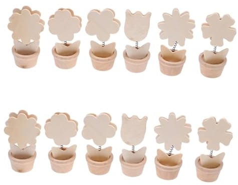 SEWACC 12pcs Artificial Plants Indoor Decor DIY Wooden Plant Pot Educational Craft Toys Colors Pigment Pen Style