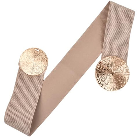 Dokeno Elastische Gürtel Damen 6 cm Breit Taillengürtel Mode Schnalle Gürtel mit Metallschnalle Stretchgürtel Damen Stretchy Gürtel Mode Damengürtel für Frauen Kleider Jeans Hosen (Aprikosenfarbe)