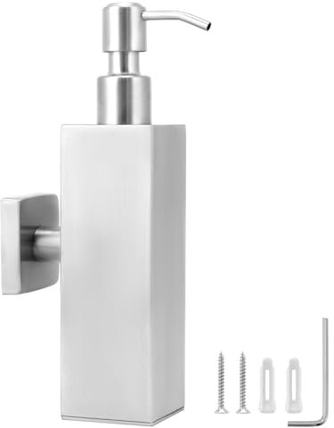 QWORK® Seifenspender zur Wandmontage, Duschseifenspender, Edelstahl 304, geeignet für Duschgel, Handseife, Chromoberfläche