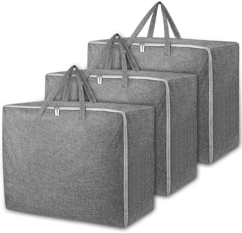 JEDWKFA 3 Pezzi Borsa di Stoccaggio, Contenitori per Armadio Salvaspazio, Contenitori Sottoletto, Grande Capacità, Impermeabile e Antipolvere, per Trapunte, Cuscini, Coperte, Vestiti