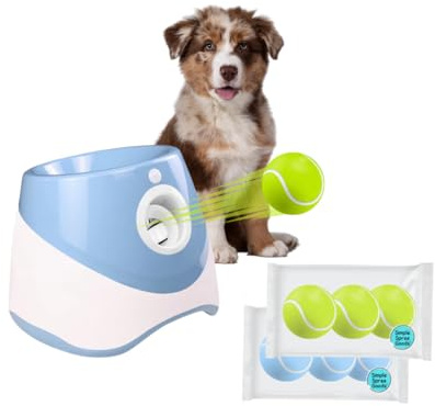 Simple Spree Goods Automatischer Ballwerfer für kleine, mittelgroße Hunde/Welpen mit 3 Tennisbällen