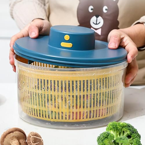 Qutalmi Essiccatore per insalata per frutta e verdura, essiccatore per verdure da cucina e essiccatore per insalata, Centrifughe per insalata efficienti con capacità di 3 litri, Asciugatrice per