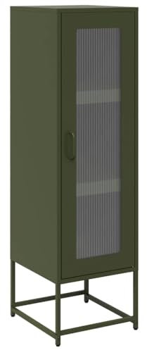 vidaXL Highboard Olivgrün 36x39x123 cm Kaltgewalzter Stahls, Sideboard, Lagerschrank, Hochschrank, Schrank, Seitenschrank, hohes Sideboard