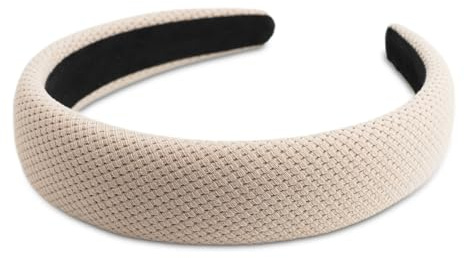 SXQLYH Haarreifen Gepolstert Breit,Damen Haarreif gepolstertes Stoff,Wunderschön Stirnbänder Weiches Stoff Haarreiffen,Gepolstertes Haarband Bequeme Stirnbänder für Frauen und Mädchen (Beige, A)