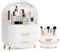 lurcns Makeup Organizer Storage Box with Lid - Large Cosmetic Organiser for Skincare & Make Up, Vanity Organiser Portable Makeup Box for Countertop Dressing Table Bathroom(White+Brush Holder)