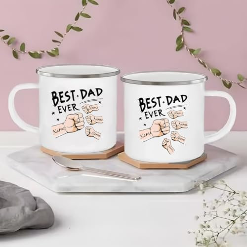 Taza De Esmalte Personalizada, Taza Personalizada Con Nombre For El Mejor Papá, Regalo Personalizado For Papá