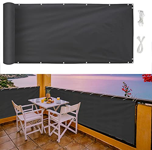 Brise-vue en bambou gris foncé, 1,5 x 15 m, protection UV, coupe-vent et pluie pour extérieur, terrasse, véranda et terrasse, panneau d'intimité extrêmement durable