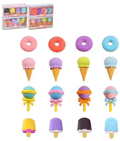 4er Set Radiergummis 16 Stück Formradiergummi Kreativer Radiergummi Abnehmbar Dessert Radiergummi für Schule Geschenke