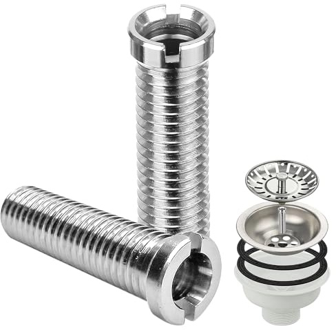 Forbabe 2 Stück Hohlschraube Spüle, M12 x 50 mm Edelstahl Hohlschraube Spüle Ersatzteile, Silber Waschbecken Schrauben für Siebkorbventile/Ablauf Garnitur Zubehör