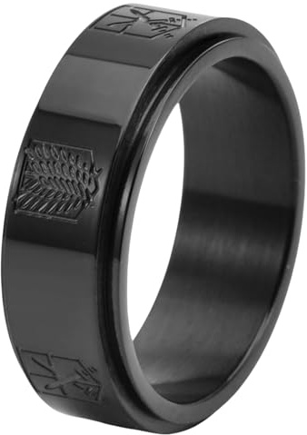 Jpltlvy Titanstahl-Anime-inspiriertes Ring-Spinning-Design Herrenmodeschmuck