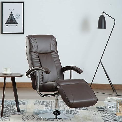Tonture TV-Sessel Braun Kunstleder Relaxsessel, verstellbar mit Metallgestell, 110 kg Belastbarkeit, für Wohnzimmer, Schlafzimmer, bequemes Lesen, Erwachsene