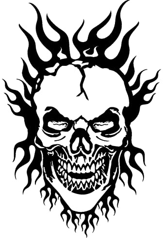 Samunshi® Flammen Totenkopf Aufkleber 'Burning Hero' 827 17 x 25cm schwarz