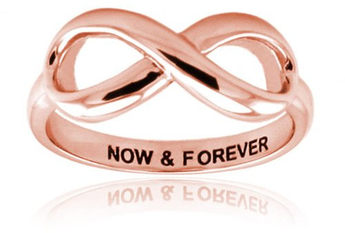Oro Argento sterling placcato Rose Ora Now & Forever Infinito Anello, Misura 13