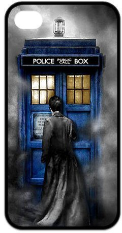 4S Case,TPU iPhone 4s Case,Doctor Who TARDIS Design Fashion Pattern Hard Back Cover Snap on Case for iPhone 4 / 4s (Black/white)