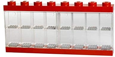 LEGO Minifigure Display Case 16 Red, Stackable Container for Wall or Desk, Space for 16 Minifigures, Home Office Display Cabinets LEGO storage