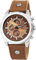 Raptor Herren-Uhr im Chrono-Look mit genietetem Armband braun analog Datumsanzeige 26cm 48mm 24cm