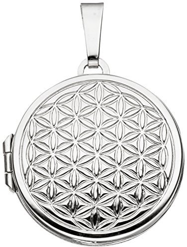 Jobo Damen Medaillon rund Lebensblume 925 Sterling Silber rhodiniert zum Öffnen für 2 Fotos