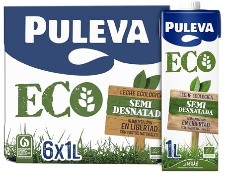 Puleva ECO - Leche Ecológica Semidesnatada BIO - Bienestar Animal - Brik UHT Pack 6 x 1L