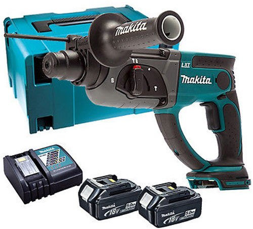 Makita DHR202Z 18V SDS + Hammer Drill with 2 x 5.0Ah BL1850 + DC18RC& Mak Case