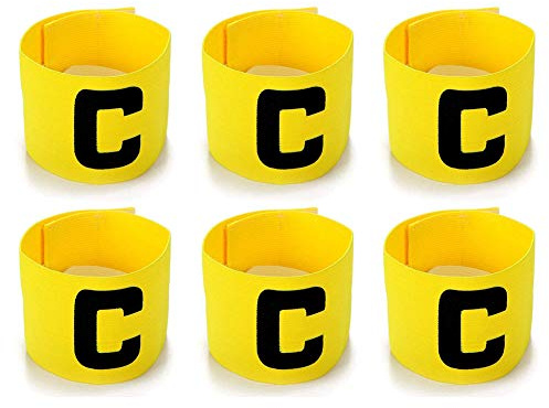 Onwon 6 Pieces Elastic Soccer Captain Armband Adjustable Football Basketball Player Bands for Adult Youth (Yellow)