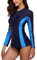 Charmo Women's Long Sleeve Zip Rash Vest UPF 50+ Rashguard Tops Sports Swim Shirts Navy/Blue XL