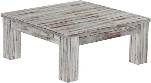 B.R.A.S.I.L.-Möbel Brasilmöbel Couchtisch Rio Classico 90x90 cm Shabby Nussbaum Wohnzimmertisch Holz Tisch Pinie Massivholz Stubentisch Beistelltisch Echtholz Größe und Farbe wählbar