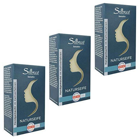 Ziegenmilchseife fürs Gesicht – 3x Handgemachte Naturseife ohne Duftstoffe für Körper & Hände – Skineco Stückseife – Sanfte Reinigung bei empfindlicher Haut – Naturkosmetik