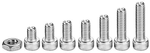 EVGATSAUTO Viti a testa esagonale, 90 pezzi 1/4-20 UNC Kit assortimento di viti a testa esagonale in acciaio inossidabile 304, bulloni a esagono incassato per macchine utensili e accessori con
