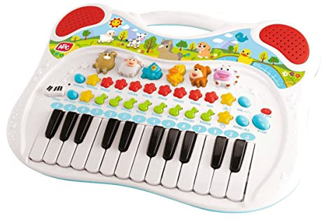 Simba 104010044 - ABC Tier Keyboard, mit verschiedenen Sounds, Tierlaute, Tragegriff, 38x32cm, Babyspielzeug, süße Tiermotive, Kinder Musik, Melodie, ab 3 Jahren