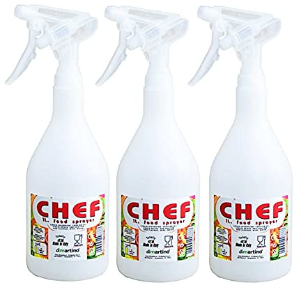 Di Martino 16 oz Commercial Food Grade Sprayer – 3 Pack Spray Bottles for Cooking, BBQ Grills, Kitchens & Food Prep – Adjustable Nozzle, BPA Free, Reusable, Made in Italy