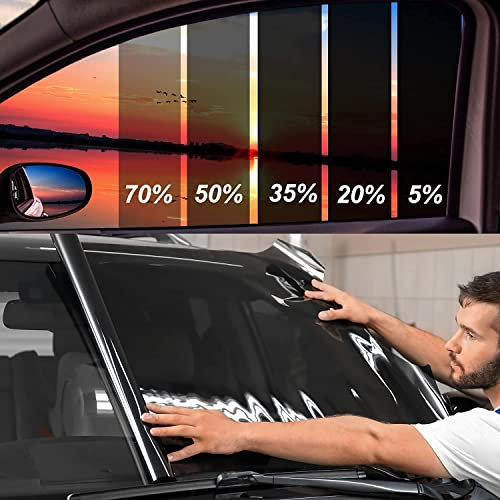 TOYOCO Tönungsfolie für Autos, Autoscheibentönungsfolie für Sichtschutz, Autoverdunkelung Frontscheibe, Hitze- und UV-Schutz und Kratzfest (91cm X 457cm, 35% VLT)