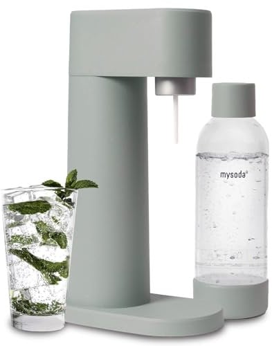 Mysoda Woody Carbonating Machine by Renewable Wood Composite (without CO2 Cylinder) with 1L Quick-Lock BPA-Free Plastic Bottle - Light Green (Pigeon)