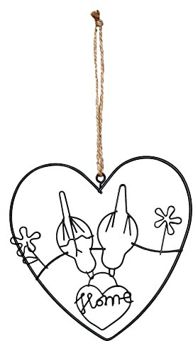 levandeo Metall Herz 15x15cm Hänger Vogel Home Schwarz Gartendeko Türschild Wandbild Deko Gartenschild Geschenkidee