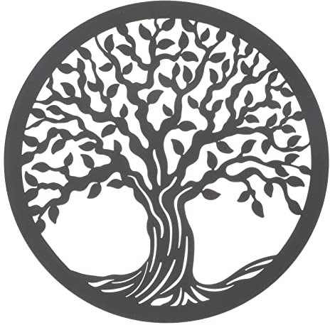 DOITOOL Baum des Lebens Wanddeko Metall Baum Schwarz Stil B Eisen Kunst Lebensbaum Wandschmuck Hängeschild Wohnzimmer Garten Zuhause Büro Haustür Restaurant Cafe Party Dekoration