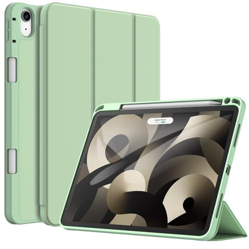 JETech Funda para iPad Air 11 Pulgadas M3/M2 (2025/2024), iPad Air 5/4 (10,9-Pulgadas, 2022/2020 Modelo) con Portalápiz, Slim Tableta Cover con Suave TPU Trasera (Verde Matcha)